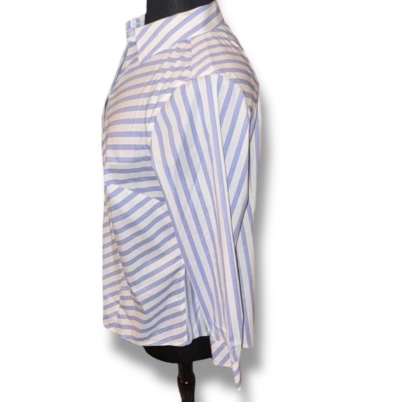 NWT TALBOTS NON-IRON PERFECT SHIRT - GALA STRIPE Plus 14W Blue/White - Picture 4 of 16